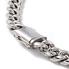 304 Stainless Steel Curb Chains Necklace with Rhinestone Skull for Men Women NJEW-E155-09P-4
