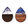 Transparent Resin & Walnut Wood Pendants RESI-ZX017-48-3