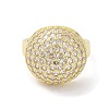 Brass with Cubic Zirconia Open Cuff Rings for Women RJEW-A035-15G-2