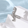 Brass Micro Pave Cubic Zirconia Adjustable Open Cuff Rings for Women RJEW-A072-03P-3