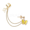 Butterfly Alloy Enamel Chains Tassel Dangle Earrings with Ear Cuff EJEW-JE05904-4