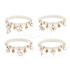 ABS Plastic Imitation Pearl Beaded Stretch Bracelet with Alloy Enamel Charms for Kids BJEW-JB08524-1