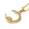 Golden Brass Crescent Moon Pendant Necklace with Rhinestone NJEW-Z015-01D-G-4