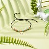 Strip Resin Round Beads Adjustable Cord Bracelet for Girl Women BJEW-JB06754-3
