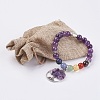 Chakra Jewelry Natural & Synthetic Mixed Stone Beads Charm Bracelet BJEW-JB03608-4