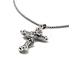 Cross with Dragon Alloy Pendant Necklace with 201 Stainless Steel Box Chains NJEW-D053-03AS-2