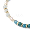 Natural Aquamarine & Natural Apatite  Cube Beaded Stretch Bracelets for Women BJEW-JB13390-02-3