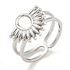 Non-Tarnish 304 Stainless Steel Sun Open Cuff Ring Components RJEW-A043-01P-1