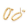 304 Stainless Steel Oval Stud Earrings for Women LS-EJEW-N016-020G-2