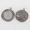 Vintage Tibetan Style Alloy Pendant Cabochon Bezel Settings X-TIBEP-O006-07AS-2