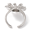 Rack Plating Flower Brass Open Cuff Rings for Women RJEW-S242-11P-3