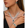 Oval & Horse Eye Brass Rhinestone Necklaces & Bracelets & Earring Sets FS-WG182CE-02-5