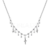Alloy Micro Pave Cubic Zirconia Pendant Bib Necklaces for Women PW-WG44820-01-5