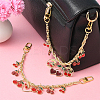 2Pcs 2 Styles Alloy Enamel Red Cherry Charm Brass Bag Decorative Chains HJEW-SC0002-63-5