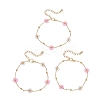 Glass & ABS Plastic Imitation Pearl Beads Link Bracelets BJEW-JB12572-05-1