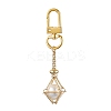 Brass Macrame Chain Pouch Round Shell Pearl Holder Pendant Decorations HJEW-JM02048-01-1