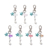 7Pcs Starfish Synthetic Turquoise & Glass Fish Beads Pendant Decorations HJEW-JM04134-2