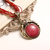 Bohemian Style Flat Round Alloy & Resin Imitation Gems Pendant Necklaces WG23E28-01-1