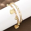 Iron Figaro & Paperclip Chain Double Layers Bracelets Link Bracelets for Women BJEW-A156-01G-1