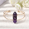 Brass Wire Wrapped Natural Amethyst Hexagon Point Cuff Bangles for Women BJEW-L719-01G-02-2