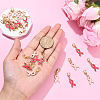 24Pcs 2 Colors October Breast Cancer Pink Awareness Ribbon Shape Alloy Enamel Pendant Decorations HJEW-YW00167-5