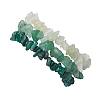 3Pcs Natural Green Aventurine & Natural Prehnite & Natural Malachite Chip Beaded Stretch Bracelet Sets BJEW-JB10862-3