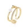 Brass Micro Pave Cubic Zirconia Open Rings RJEW-J017-VC203-1