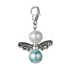 Angel Alloy & Glass Pearl Round Bead Pendant Decorations HJEW-JM01292-2