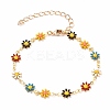 Golden Brass Flower Enamel Links Bracelets BJEW-JB05664-01-1