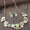 Flat Round & Oval & Square Zinc Alloy Enamel Pendant Necklaces & Stud Earrings Sets WG42338-05-2