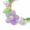Acrylic Flower & Glass Pearl Charm Bracelets BJEW-JB10054-03-3