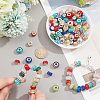 100Pcs 2 Style Polymer Clay Rhinestone & Resin European Large Hole Beads with Silver Color Plated Brass Cores FPDL-NB0001-04-3