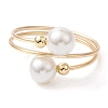 Round Shell Pearl Beaded Cuff Rings for Women RJEW-TA00152-1