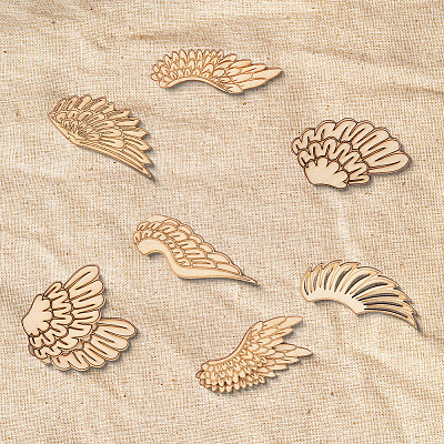 25 Pairs 5 Styles Unfinished Wooden Wing Cutouts WOOD-GF0010-37-1