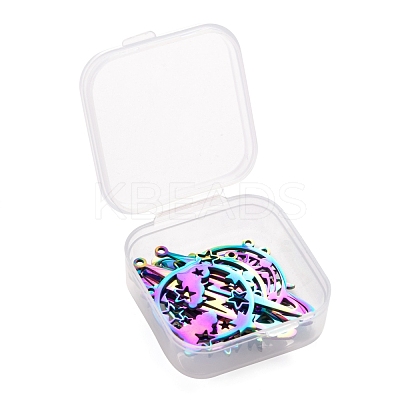 8Pcs 4 Style Ion Plating(IP) 201 Stainless Steel Pendants STAS-LS0001-66MC-1