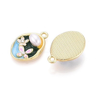 Rack Plating Alloy Rhinestone Enamel Pendants ENAM-N065-09KCG-1
