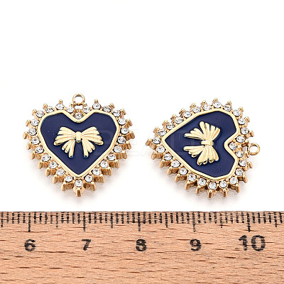 304 Stainless Steel Pave Crystal Rhinestone and Enamel Pendants STAS-T068-31B-1