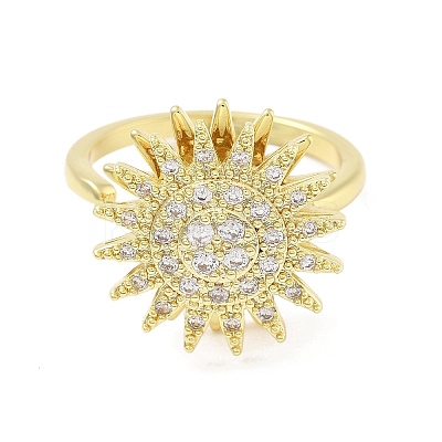 Daisy Rotatable Open Cuff Rings for Women RJEW-S402-05G-1