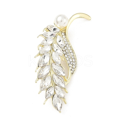 Wheat Alloy Rhinestone Brooches for Backpack Clothes JEWB-M071-05LG-1