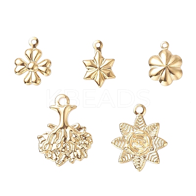 40Pcs 5 Style 304 Stainless Steel Pendants STAS-UN0026-38-1