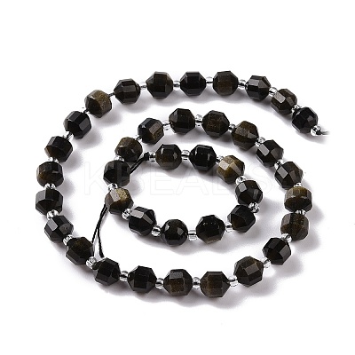 Natural Golden Sheen Obsidian Beads Strands G-K303-A30-8mm-1