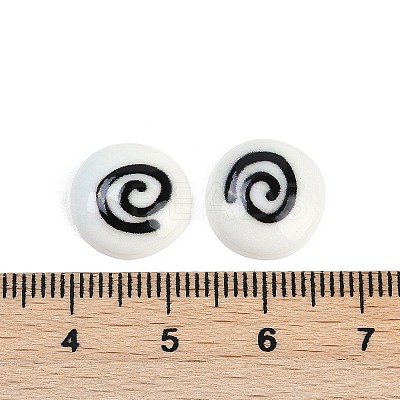 White and Black Flat Round Cartoon Resin Cabochons LS-CRES-Q009-01E-1