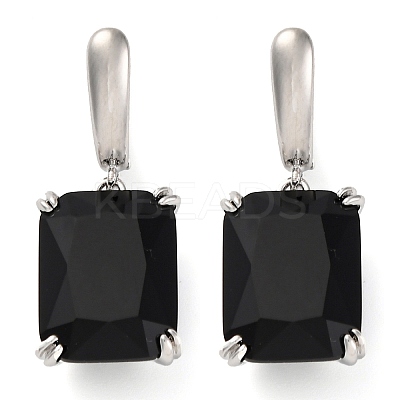 Brass Pave Cubic Zirconia Rectangle Hoop Earrings for Women EJEW-I304-28P-07-1