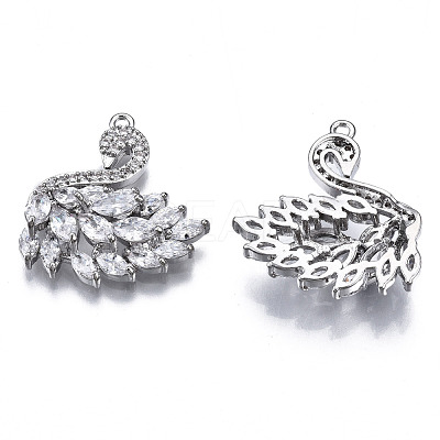 Brass Micro Pave Clear Cubic Zirconia Pendants ZIRC-S069-031P-1
