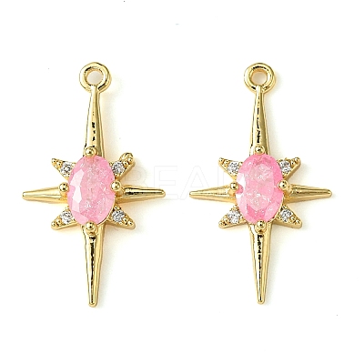 Brass Micro Pave Cubic Zirconia Pendants KK-M277-08G-03-1