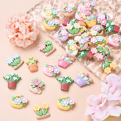 60Pcs 3 Styles Opaque Resin Cabochons RESI-YW0002-02-1