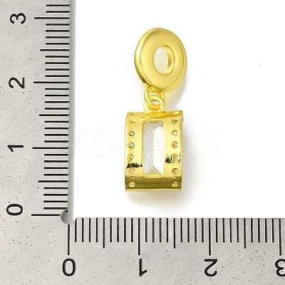 Rack Plating Brass Micro Pave Clear Cubic Zirconia European Dangle Charms KK-H485-18G-1