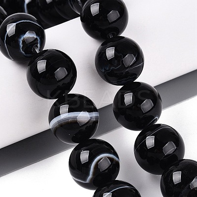 Natural Banded Agate Beads Strands G-Q608-18B-1