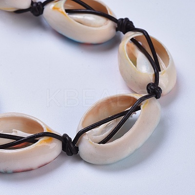 Printed Cowrie Shell Bead Bracelets BJEW-JB04276-1