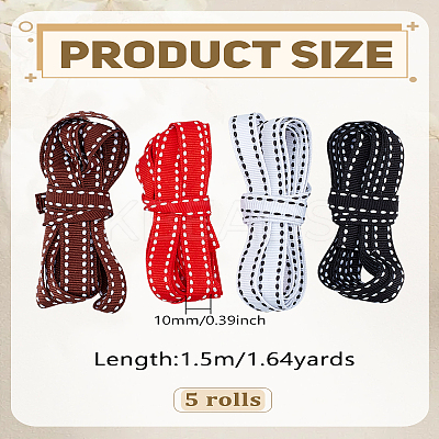 6M 4 Colors Polyester Grosgrain Ribbon OCOR-LP0003-71-1